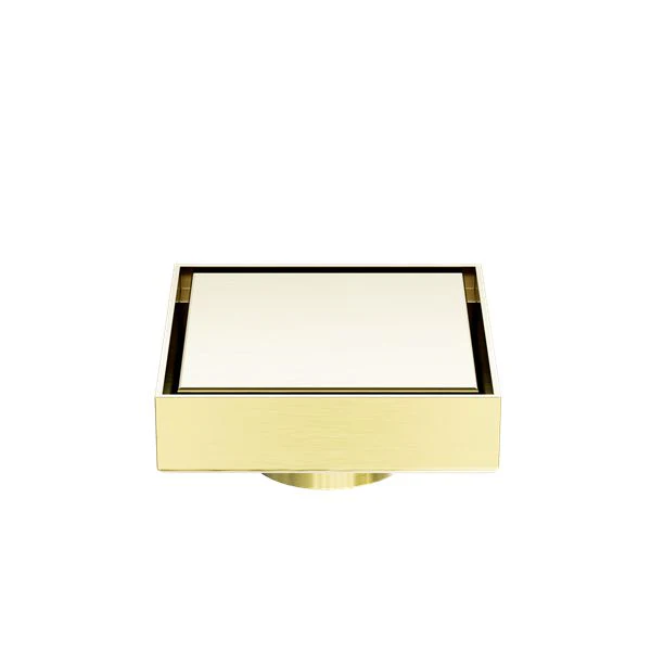 Nero 100mm Square Tile Insert Floor Waste 50mm Outlet - Brushed Gold