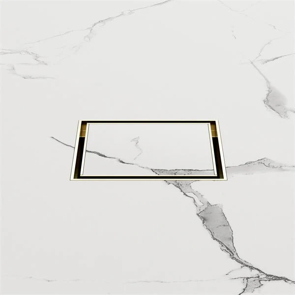 Nero 100mm Square Tile Insert Floor Waste 50mm Outlet - Brushed Gold - Image 2