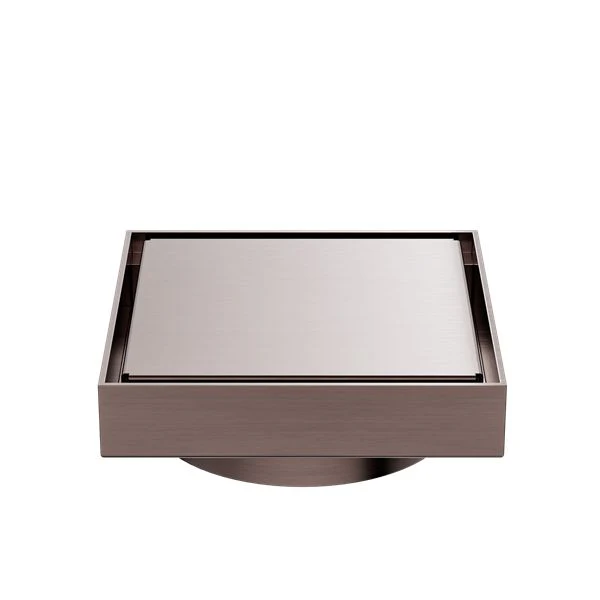 Nero 130mm Square Tile Insert Floor Waste 100mm Outlet - Brushed Bronze