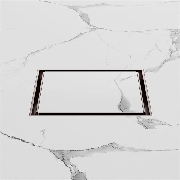 Nero 130mm Square Tile Insert Floor Waste 100mm Outlet - Brushed Bronze - Image 2