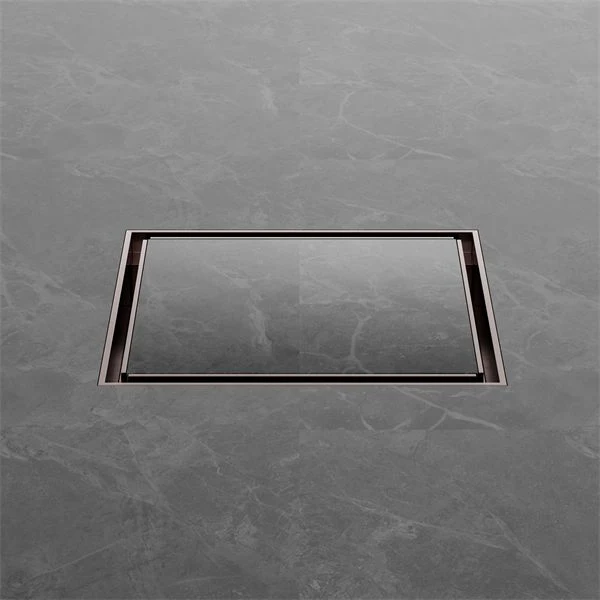 Nero 130mm Square Tile Insert Floor Waste 100mm Outlet - Brushed Bronze - Image 3