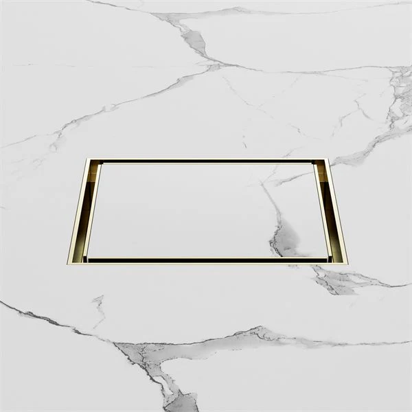 Nero 130mm Square Tile Insert Floor Waste 100mm Outlet - Brushed Gold - Image 2