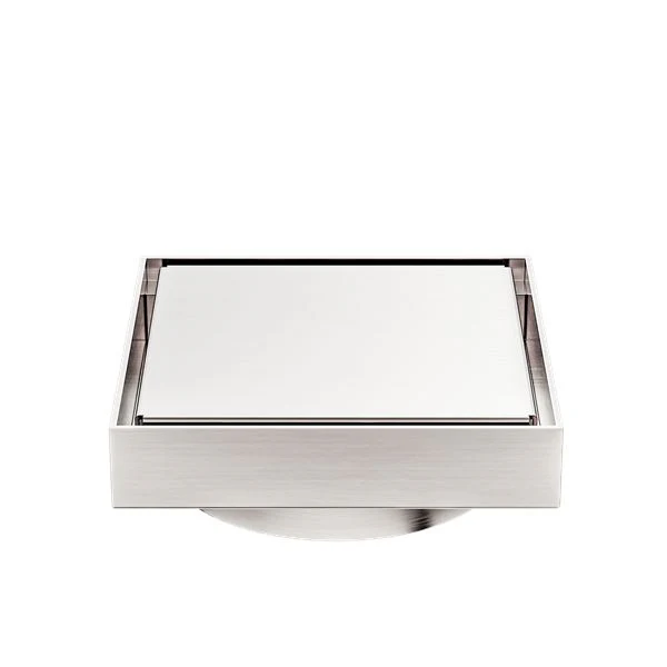 Nero 130mm Square Tile Insert Floor Waste 100mm Outlet - Brushed Nickel