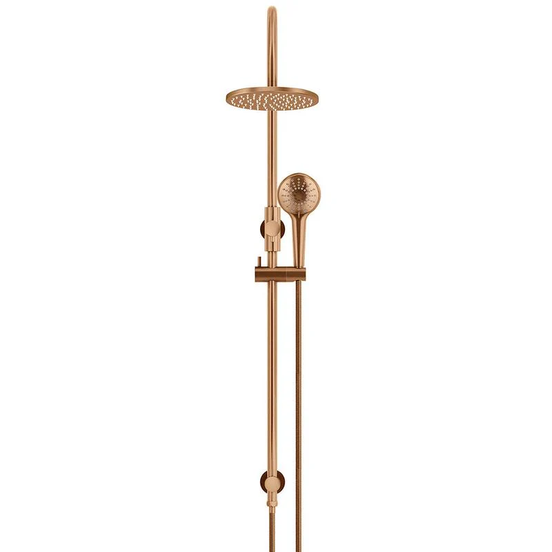 Meir Round Gooseneck Shower Set with 200mm Rose Three-Function Hand Shower - Lustre Bronze - Image 2