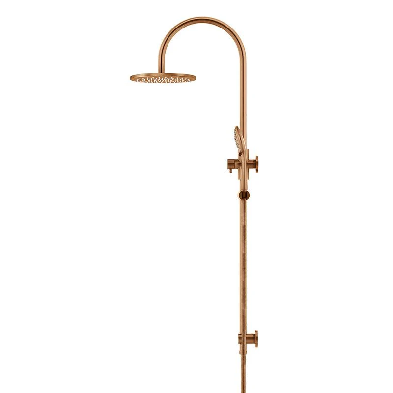Meir Round Gooseneck Shower Set with 200mm Rose Three-Function Hand Shower - Lustre Bronze - Image 3
