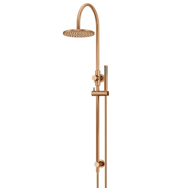Meir Round Gooseneck Shower Set with 200mm Rose Single-Function Hand Shower - Lustre Bronze