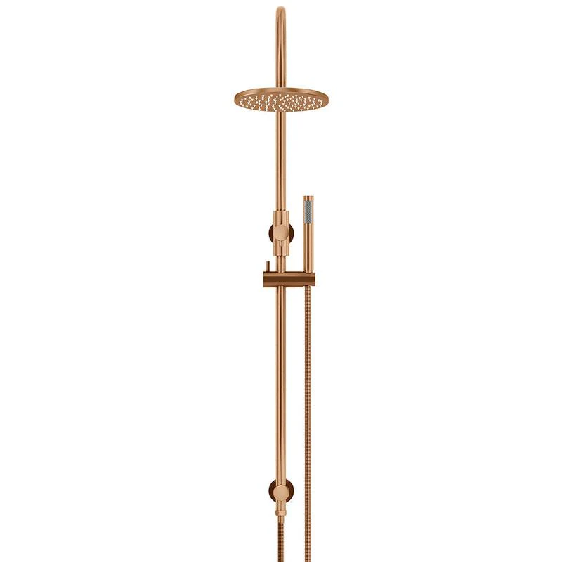 Meir Round Gooseneck Shower Set with 200mm Rose Single-Function Hand Shower - Lustre Bronze - Image 2