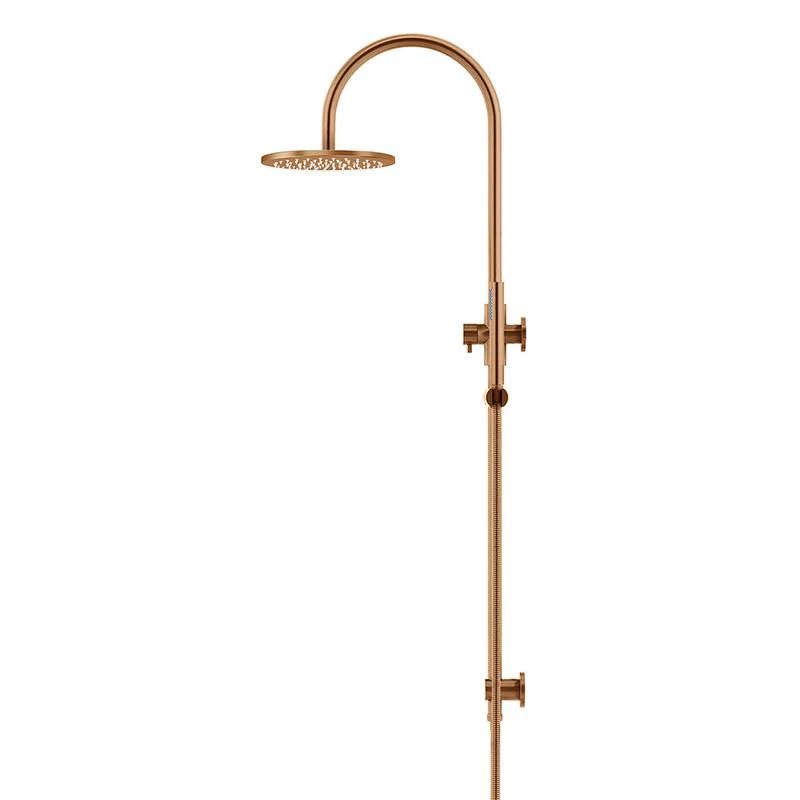 Meir Round Gooseneck Shower Set with 200mm Rose Single-Function Hand Shower - Lustre Bronze - Image 3