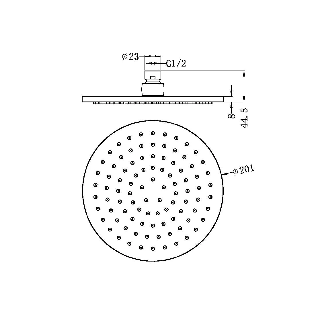 Nero 200mm Round Shower Head - Chrome - Image 2