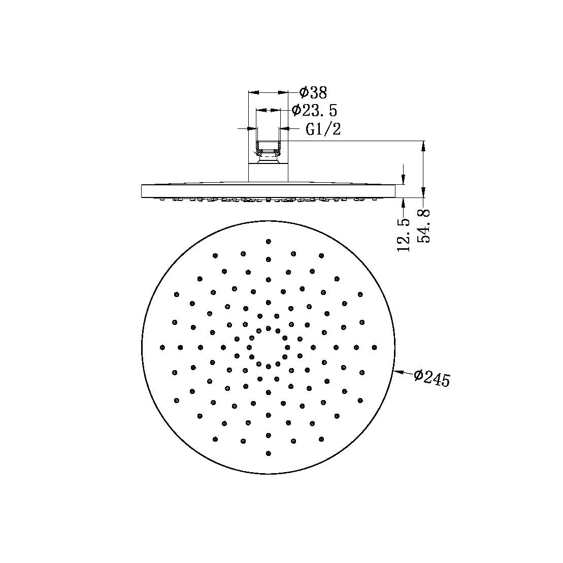 Nero 250mm Abs Round Shower Head - Black Matte - Image 2