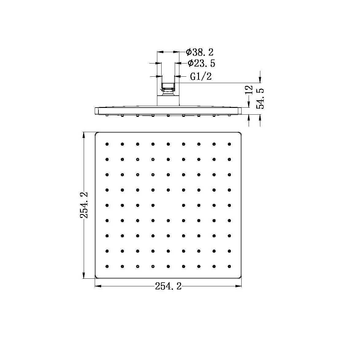 Nero 250mm Abs Square Shower Head - Black Matte - Image 2