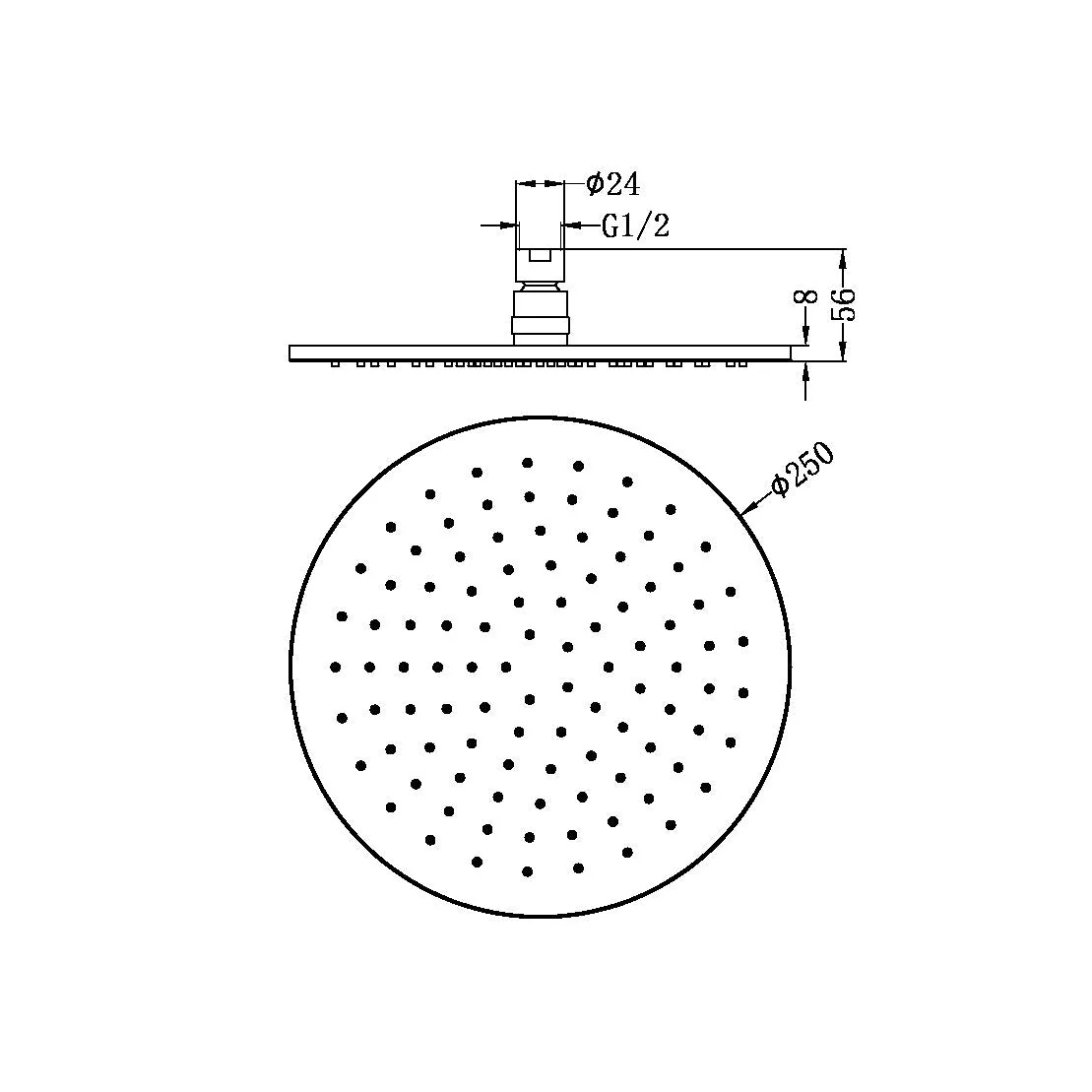 Nero 250mm Round Shower Head - Brushed Gold - Image 2
