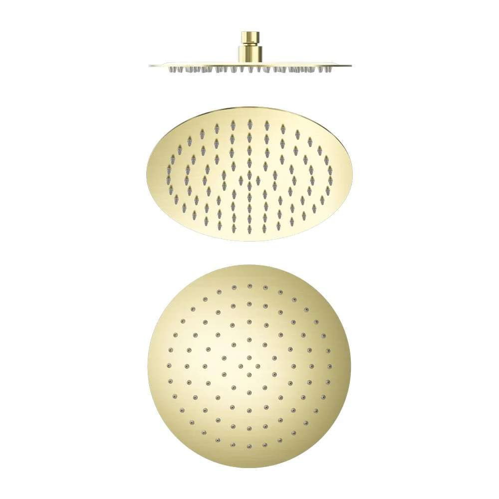 Nero 250mm Round Stainless Steel Shower Head - Brushed Gold