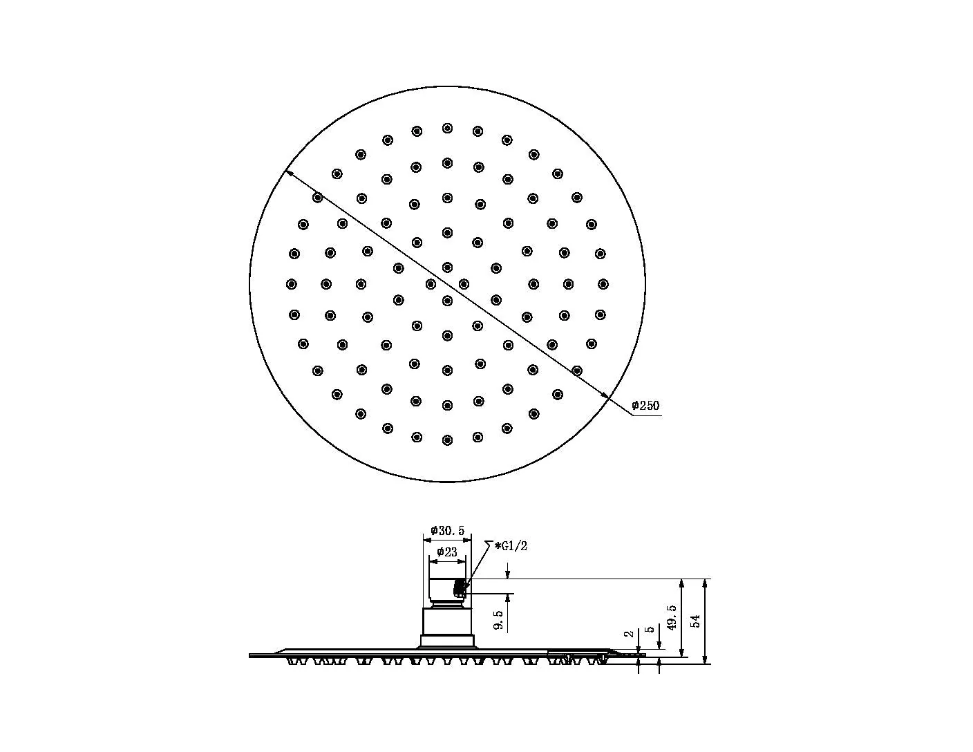 Nero 250mm Round Stainless Steel Shower Head - Brushed Gold - Image 5