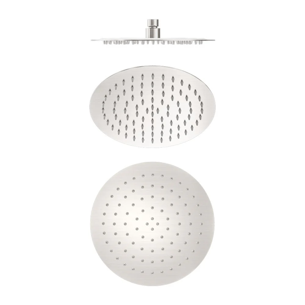 Nero 250mm Round Stainless Steel Shower Head - Brushed Nickel