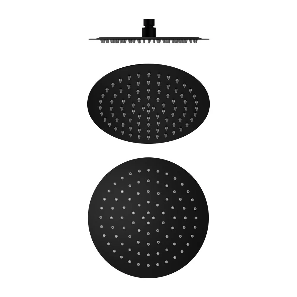 Nero 250mm Round Stainless Steel Shower Head - Black Matte