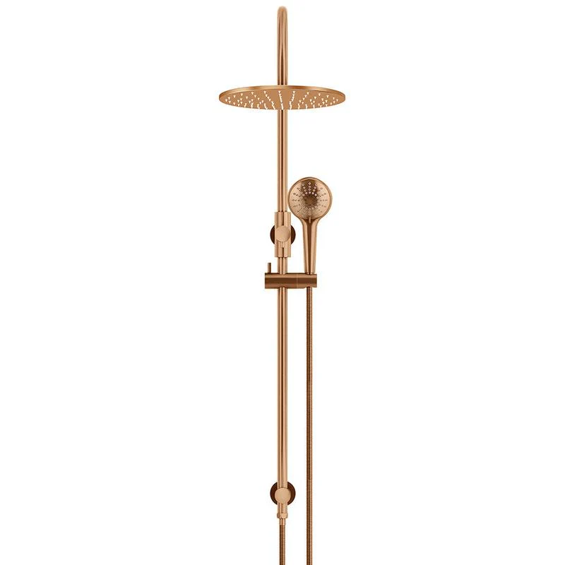 Meir Round Gooseneck Shower Set with 300mm rose, Three-Function Hand Shower- Lustre Bronze - Image 2