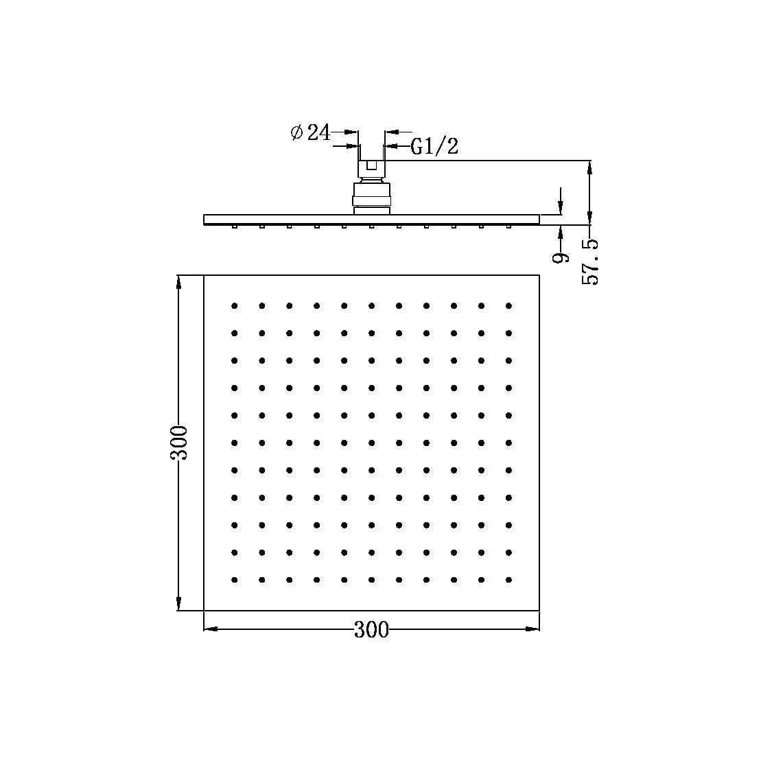 Nero 300mm Square Shower Head - Chrome - Image 2