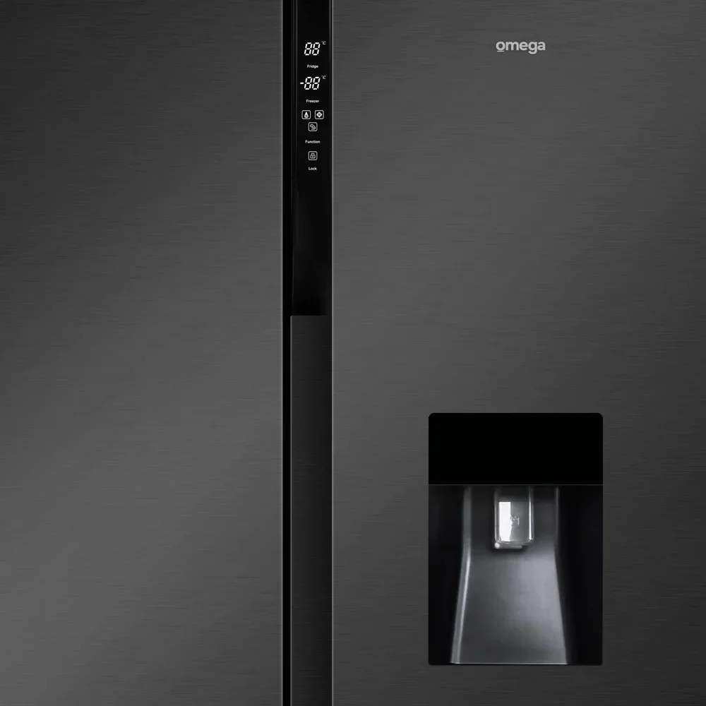 Omega 582L Side by Side Fridge Black Steel - Image 3