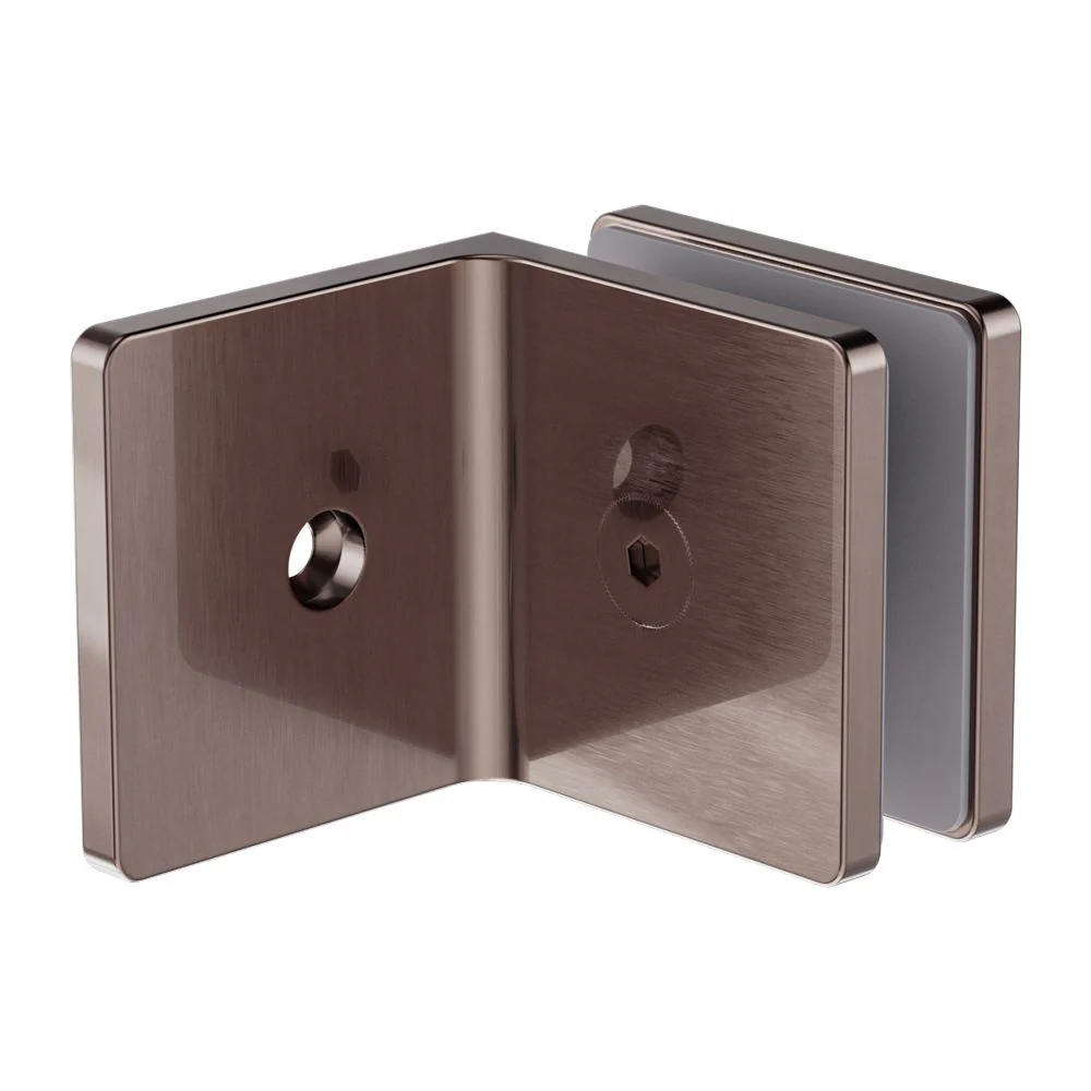 Nero 90 Degree Glass To Wall Bracket 10mm Glass - Brushed Bronze