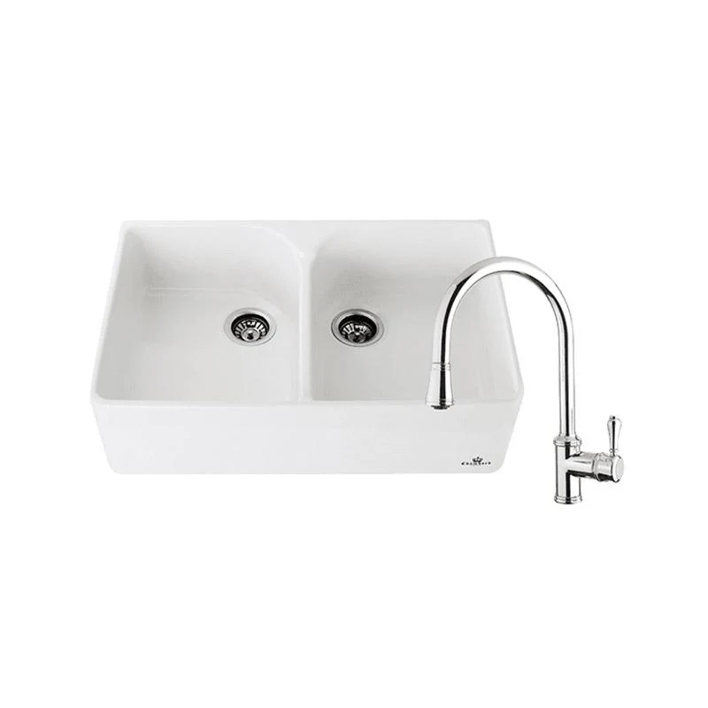 Abey Chambord Clotaire Double Bowl Sink & Kitchen Mixer - Chrome