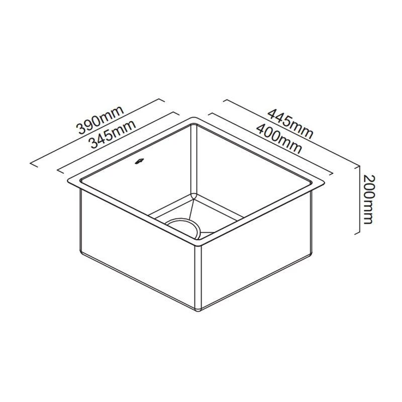 Abey Piazza Square Single Bowl 390mm - Image 2