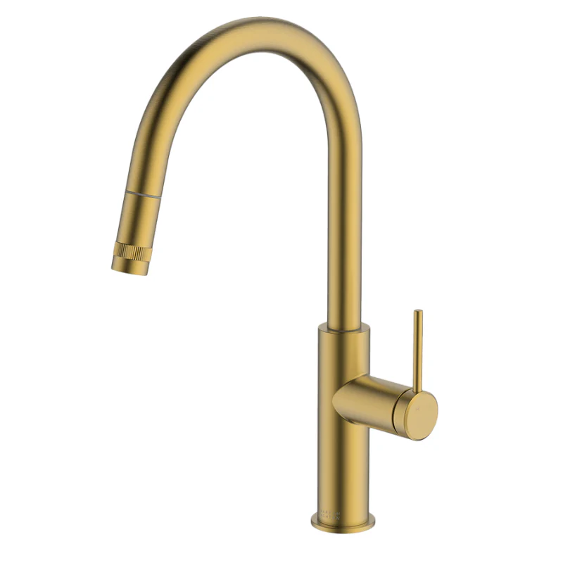 Abey Poco Pull Out Kitchen Mixer - Lead Free  Brushed Brass