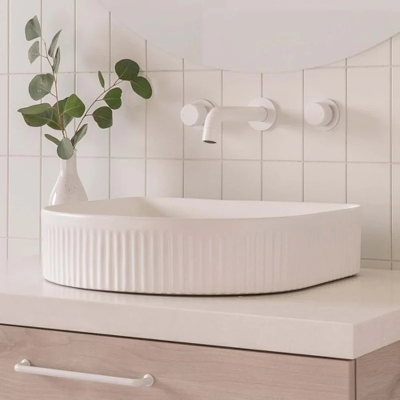 ADP Arch Fluted Ceramic Above Counter Basin - Matte White - Image 3