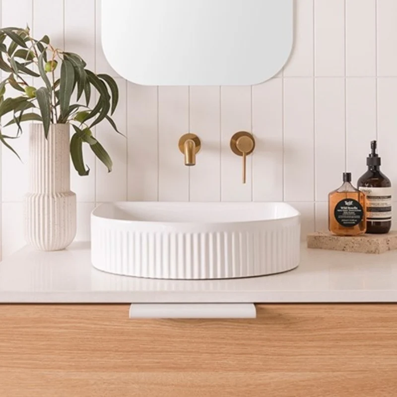 ADP Arch Fluted Ceramic Above Counter Basin - Matte White - Image 5