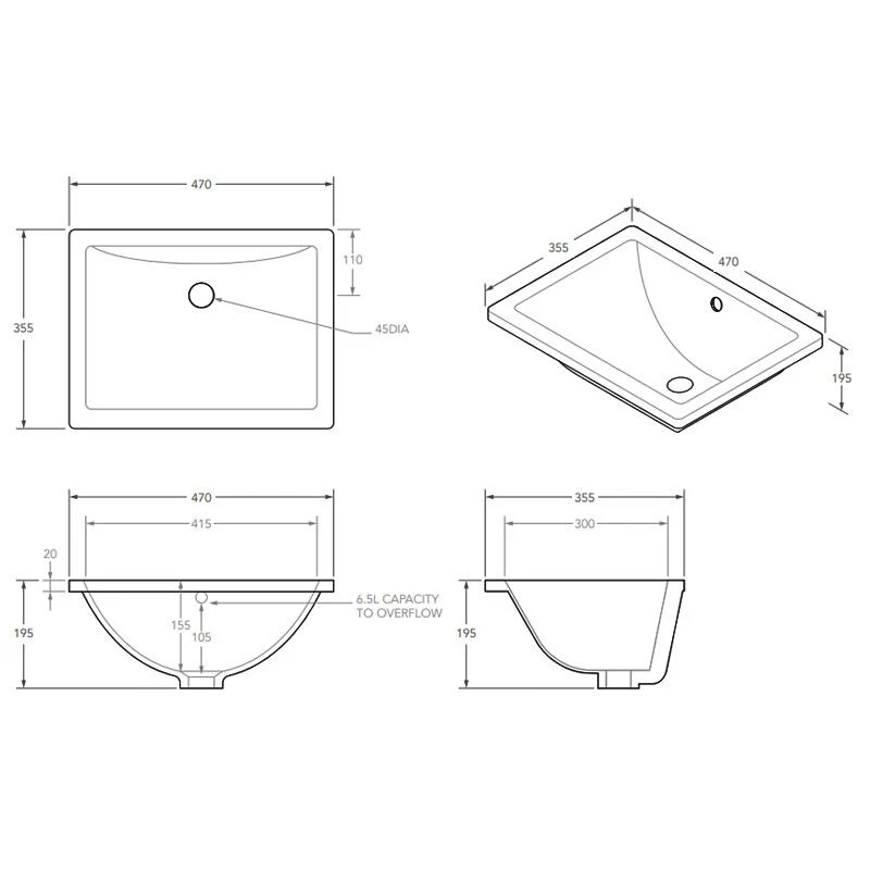 ADP Dish Undermount Ceramic Basin - White Gloss - Image 4