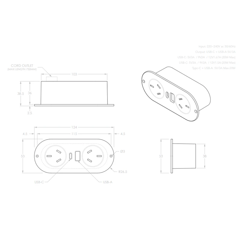 ADP In-Drawer Power Point - White - Image 4