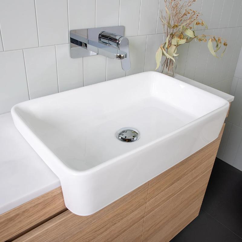 ADP Lino Semi-Recessed Ceramic Basin - White Gloss
