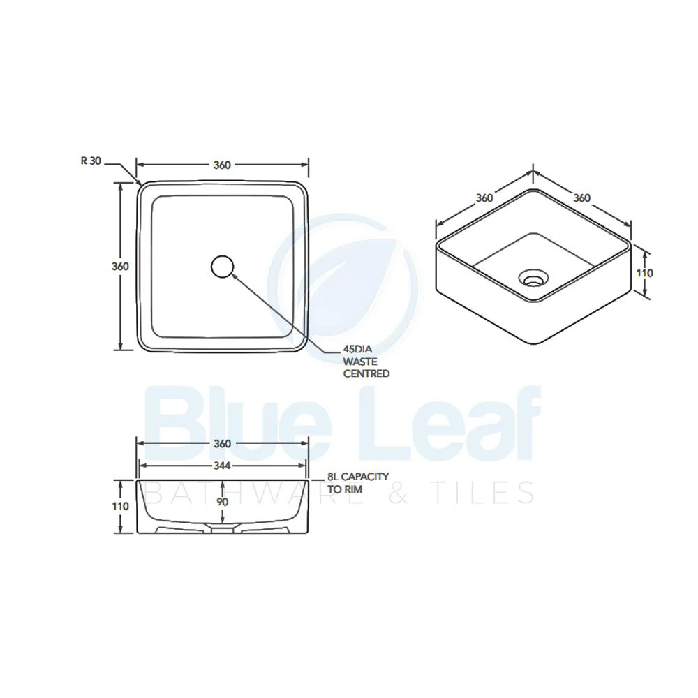 ADP Malo Ceramic Above Counter Basin - White Gloss - Image 3