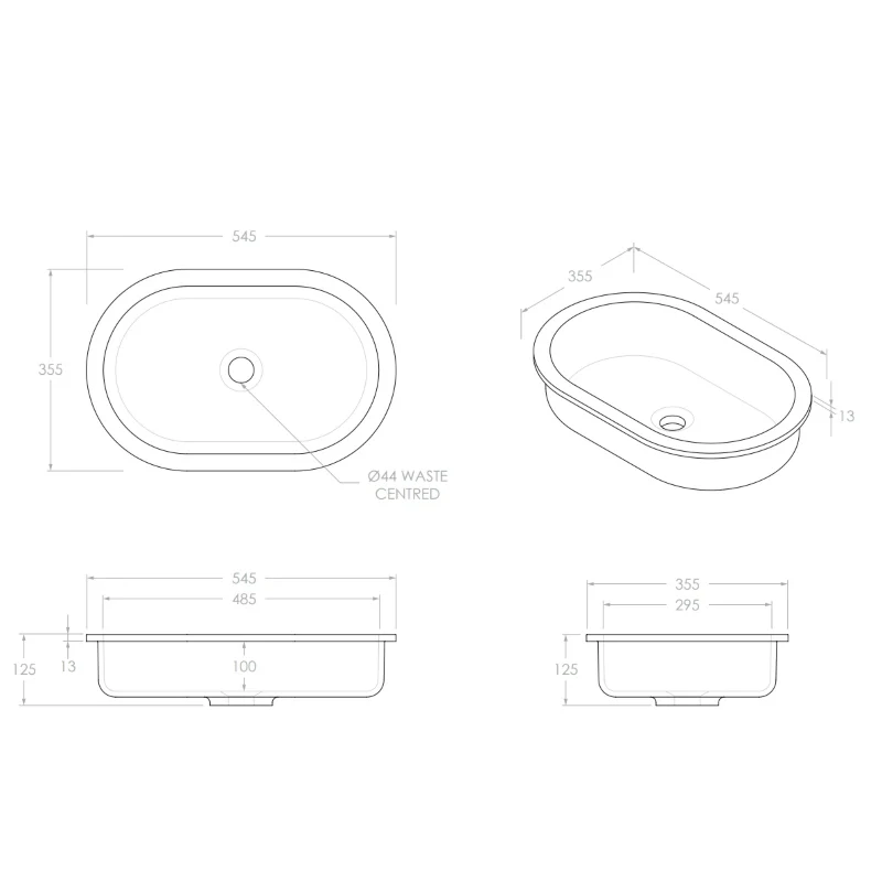 ADP Mila 545mm Solid Surface Inset Basin - White - Image 4