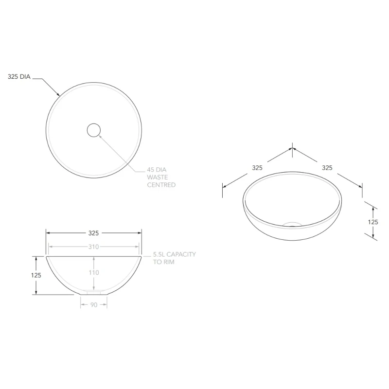 ADP Pluto Ceramic Above Counter Basin - Matte White - Image 3