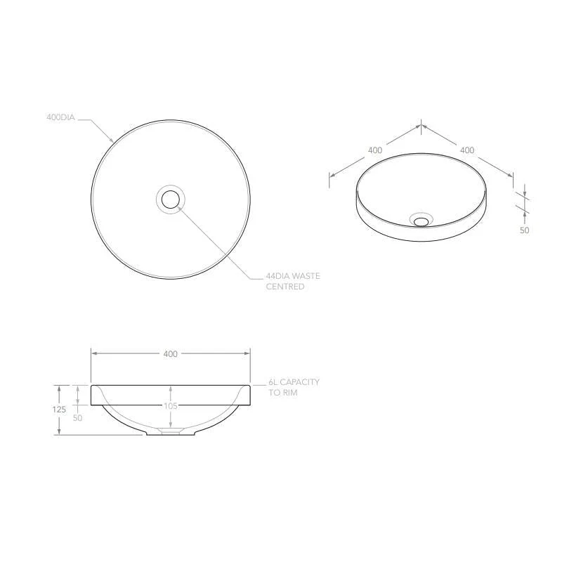 ADP Respect 400mm x 125mm Semi Inset Solid Surface Basin - Image 3