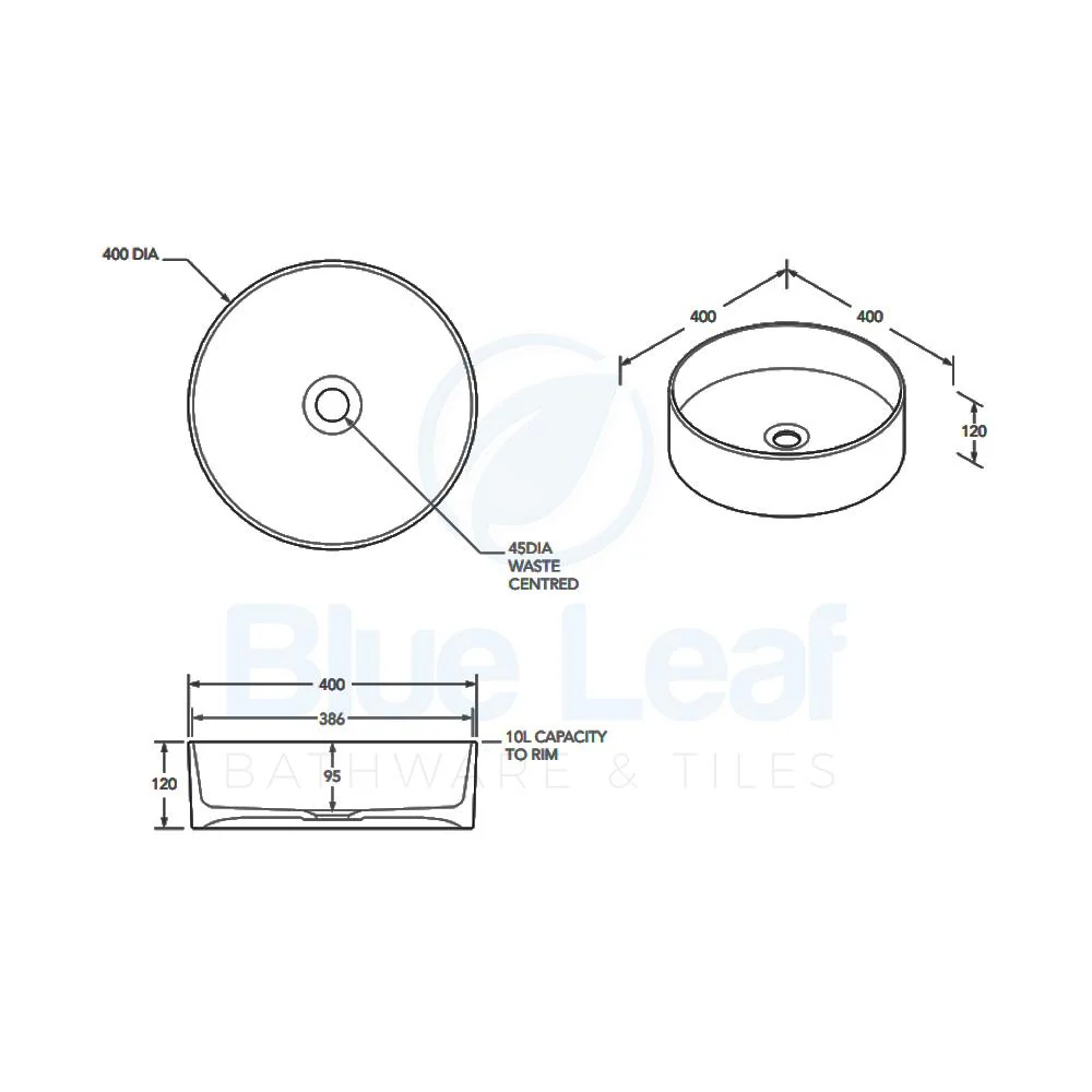 ADP Robbie 400MM X 120MM Ceramic Above Counter Basin - Gloss White - Image 2