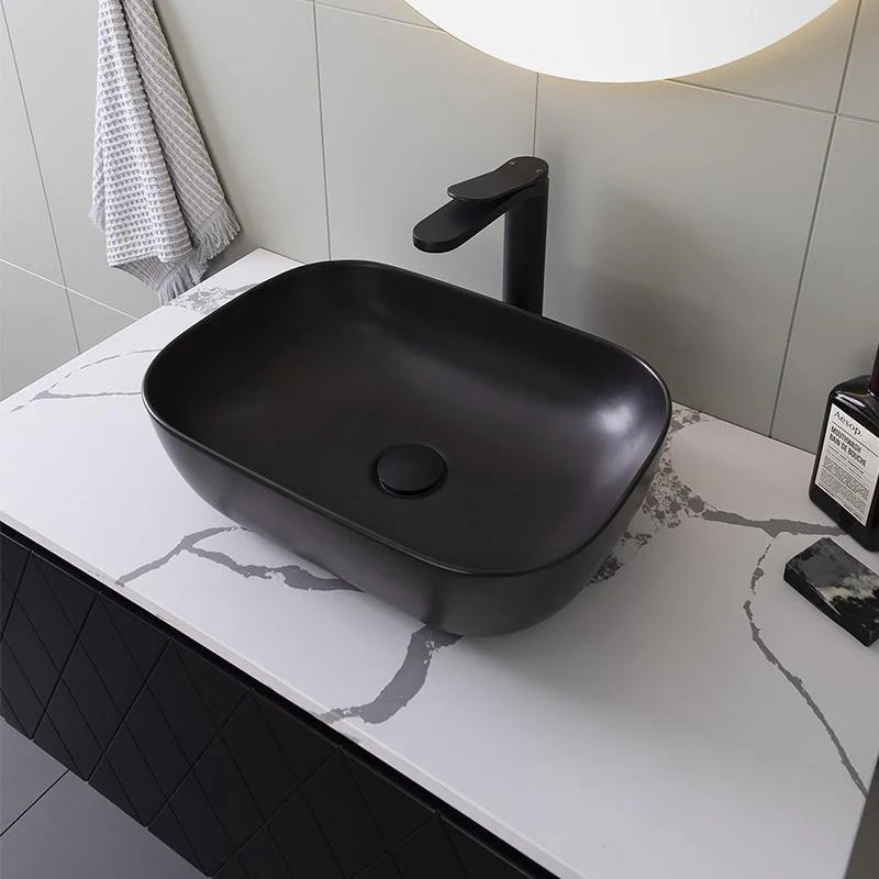 ADP Stadium 465MM X 335MM X 135MM Ceramic Above Counter Basin - Black Matte - Image 2