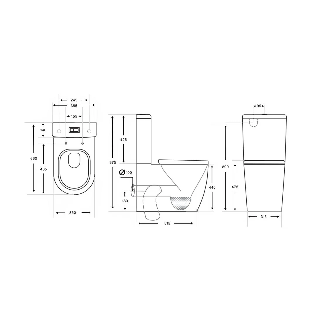 Linsol Ajax Back to Wall Rimless Toilet Suite - Image 2