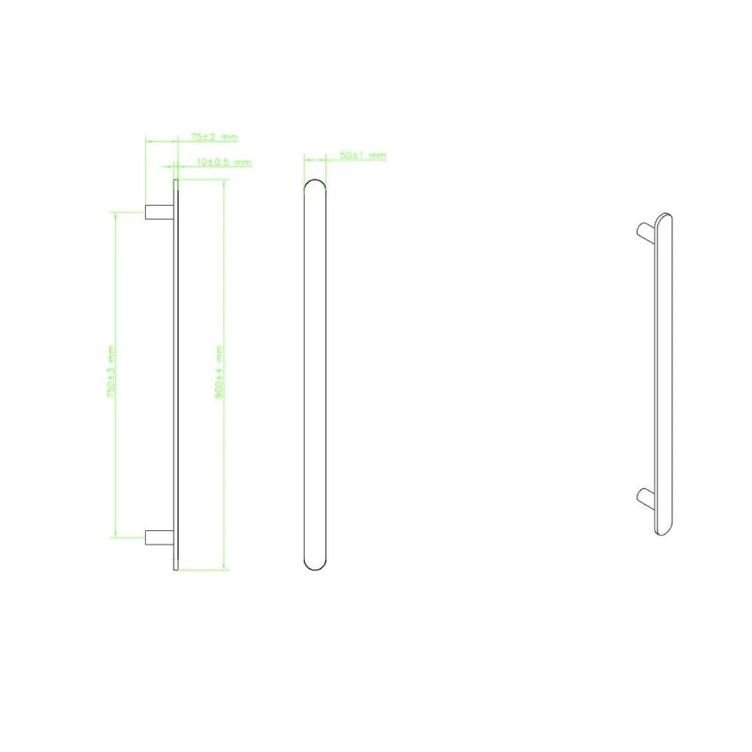 Linsol Allegra 12V Flat Bar Vertical Heated Towel Rail - Brushed Nickel - Image 4