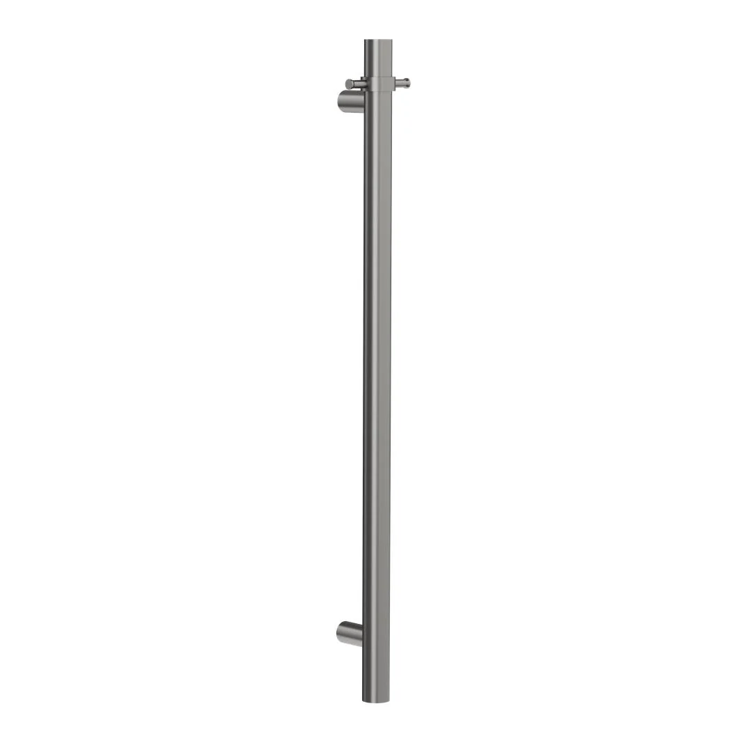 Linsol Allegra 12V Round Bar Vertical Heated Towel Rail with T-Bar - Gunmetal