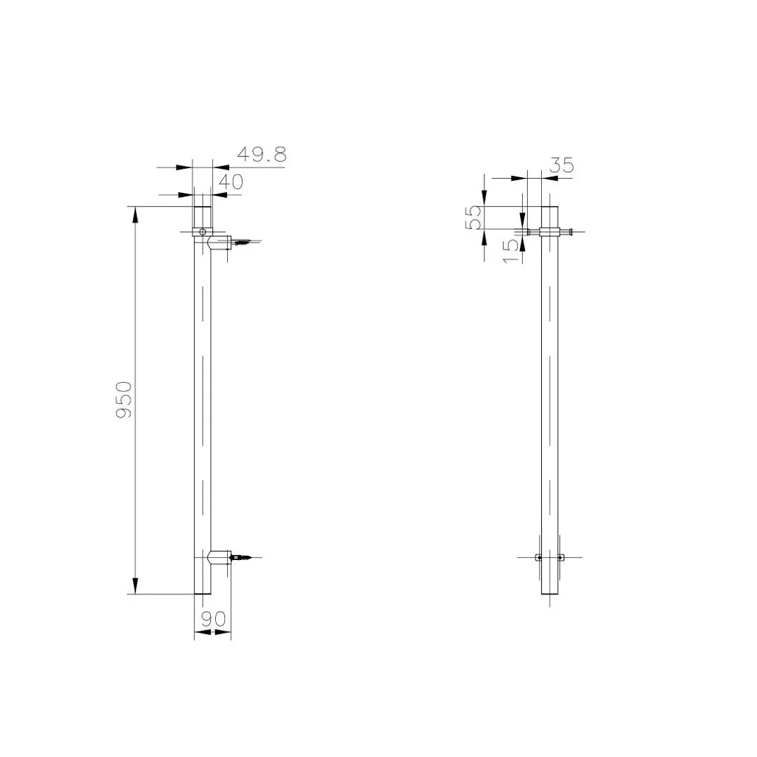 Linsol Allegra 12V Round Bar Vertical Heated Towel Rail with T-Bar - Matte Black - Image 3