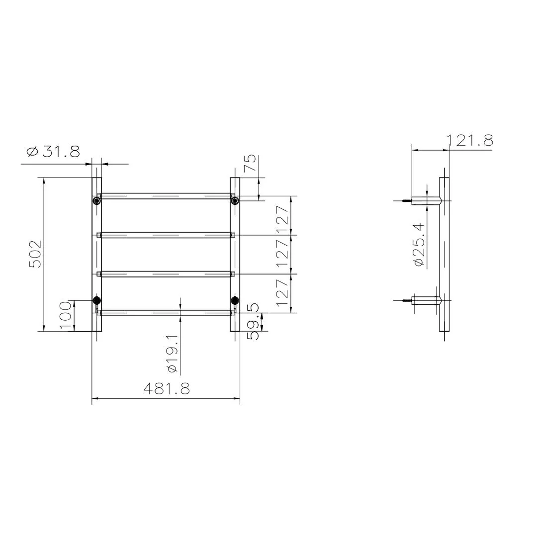 Linsol Allegra 4 Bar Heated Towel Rail - Chrome - Image 3