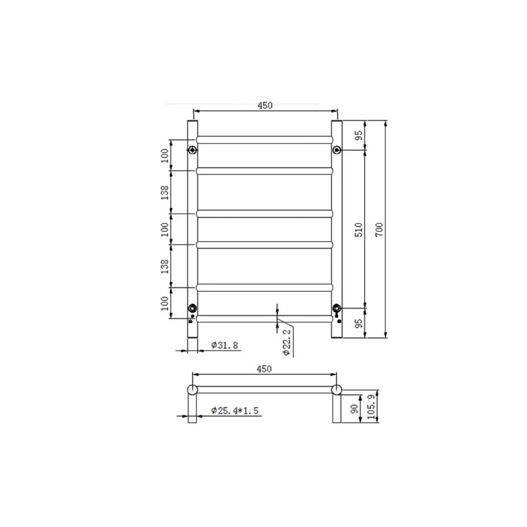 Linsol Allegra 6 Bar Heated Towel Rail - Matte Black - Image 3