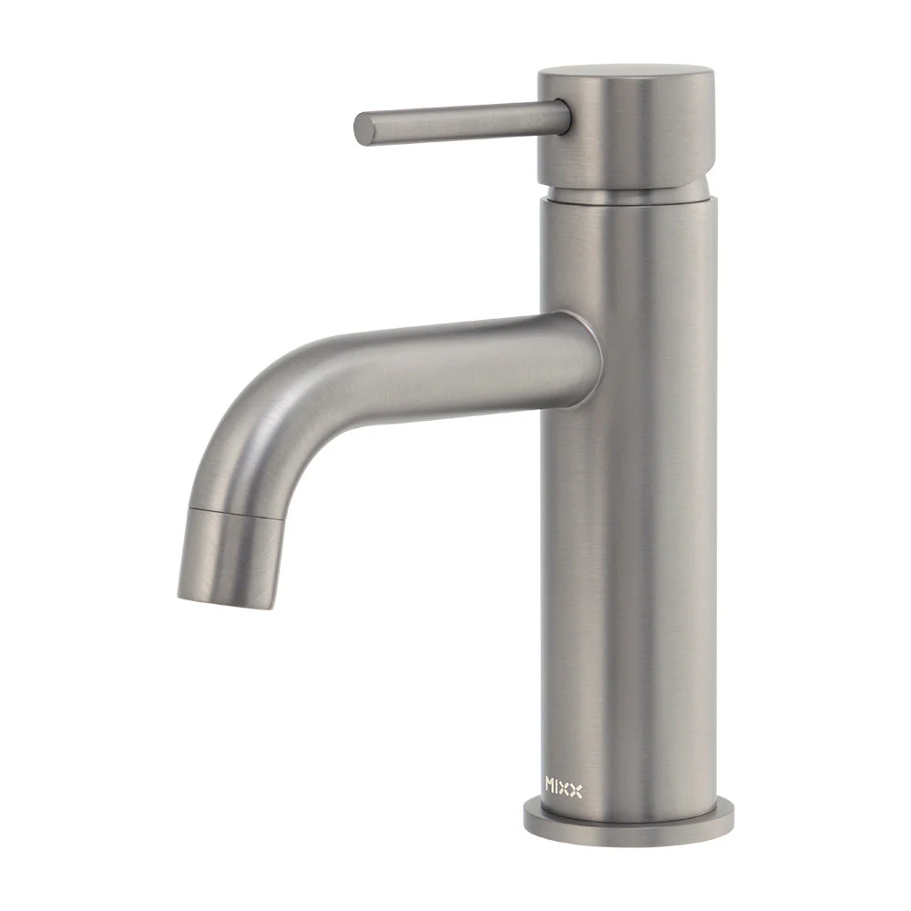 Mixx Anise Basin Mixer Curved Spout - Gun Metal
