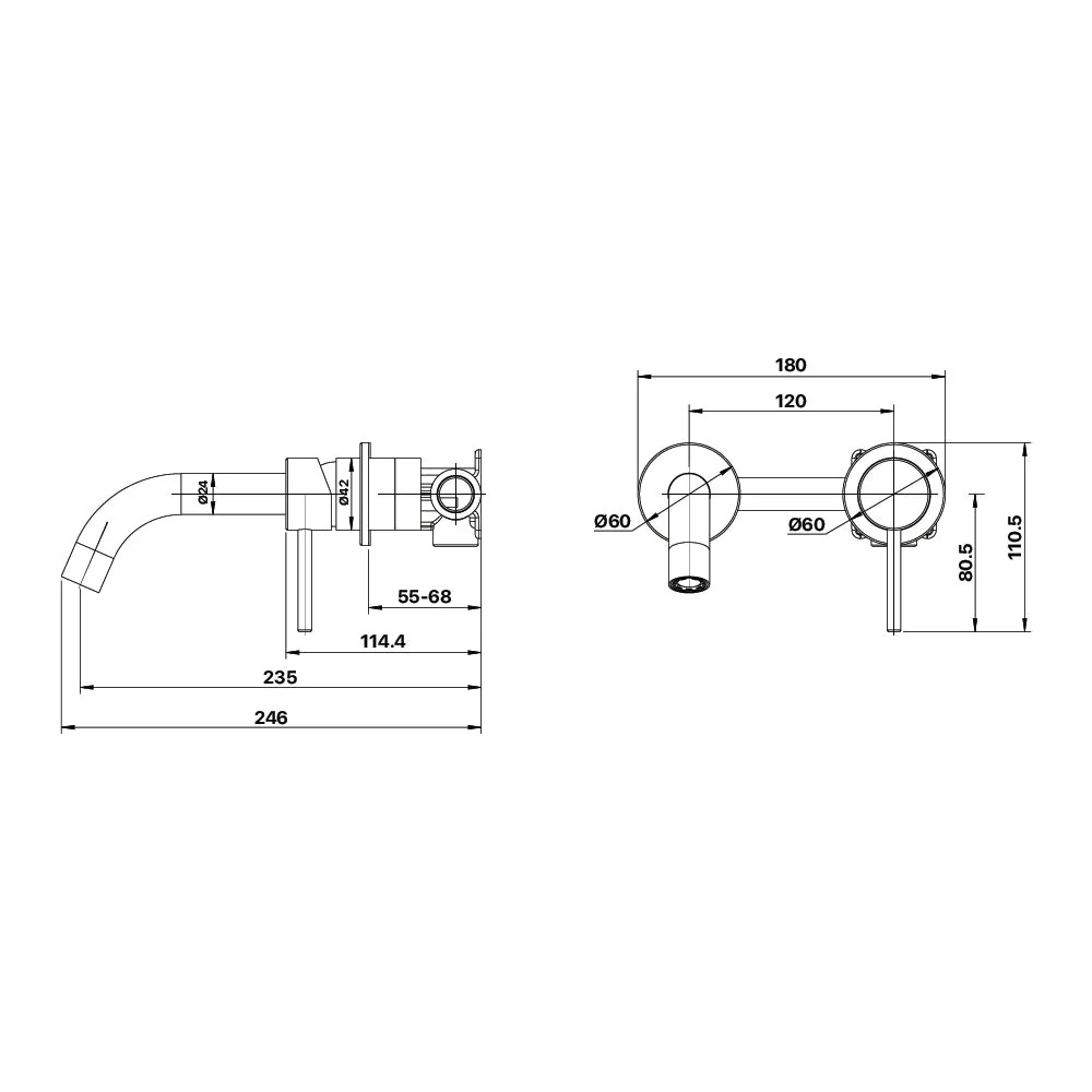 Mixx Anise Dual Wall Plate Mixer Trim Kit - Brushed Gold - Image 2