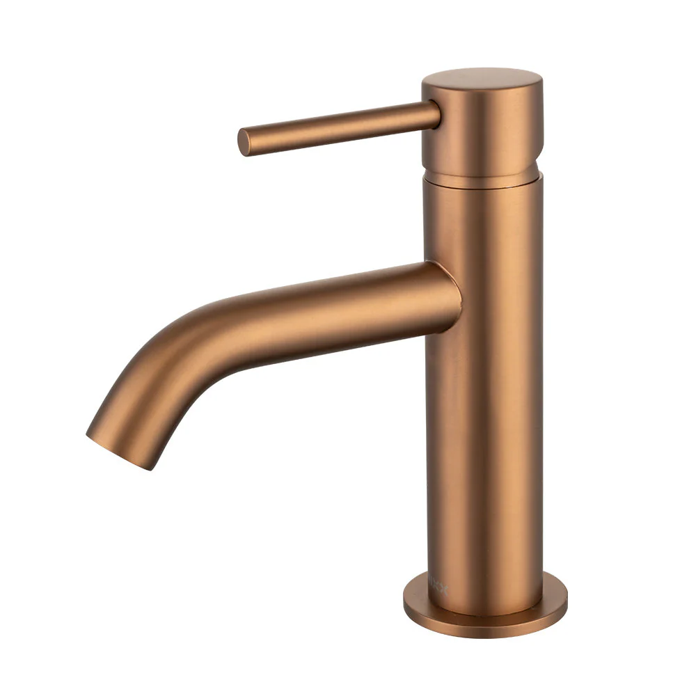 Mixx Anise Eco Basin Mixer Curved Spout - Brushed Bronze