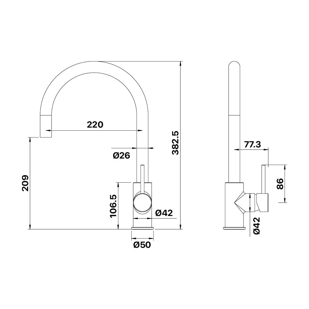Mixx Anise Eco Pull Out Sink Mixer - Brushed Nickel - Image 2