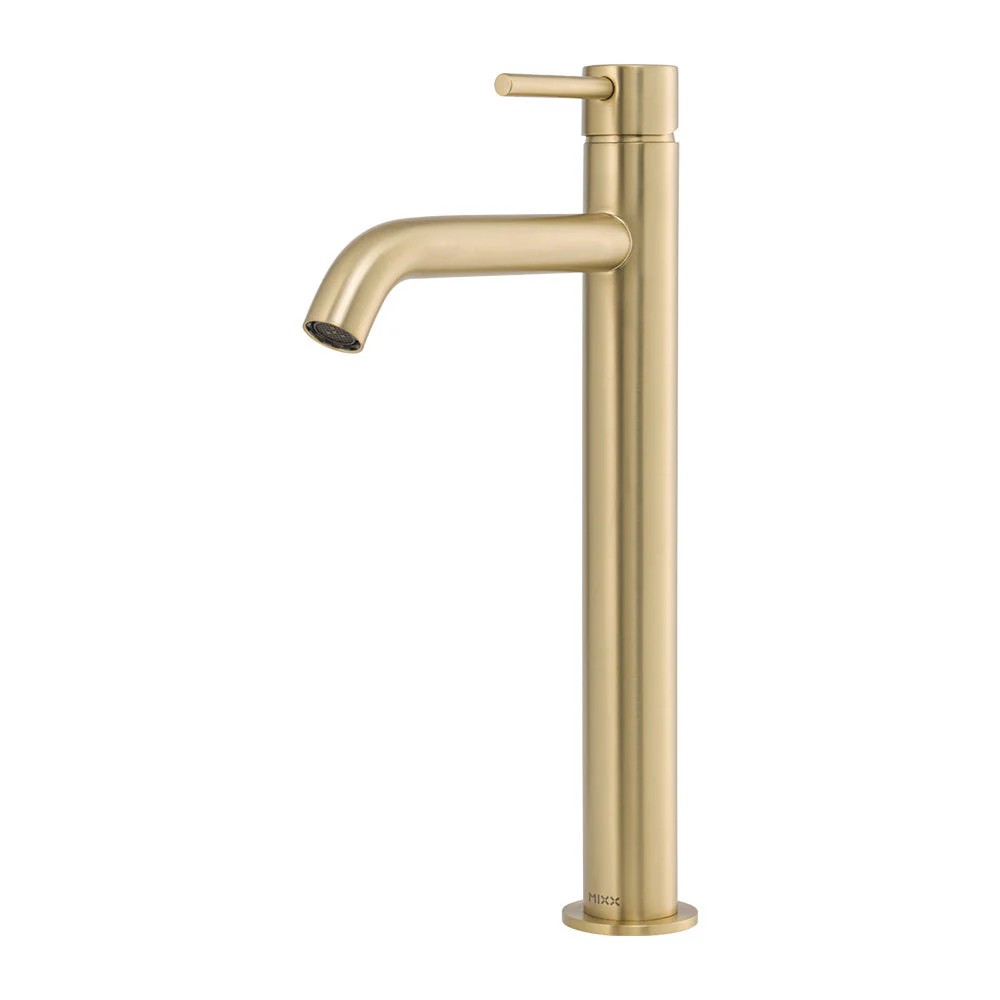 Mixx Anise Eco Tower Vessel Mixer Curved Spout - Brushed Gold
