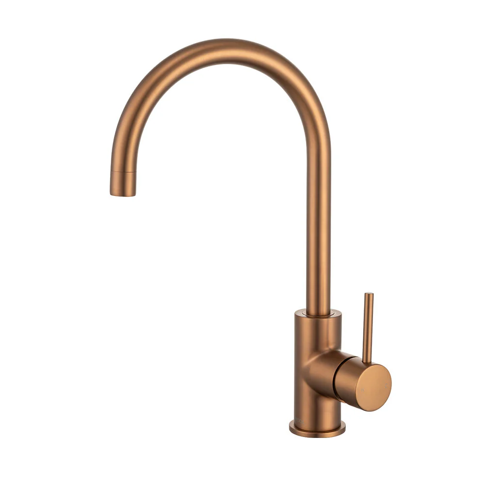 Mixx Anise Round Gooseneck Sink Mixer - Brushed Bronze